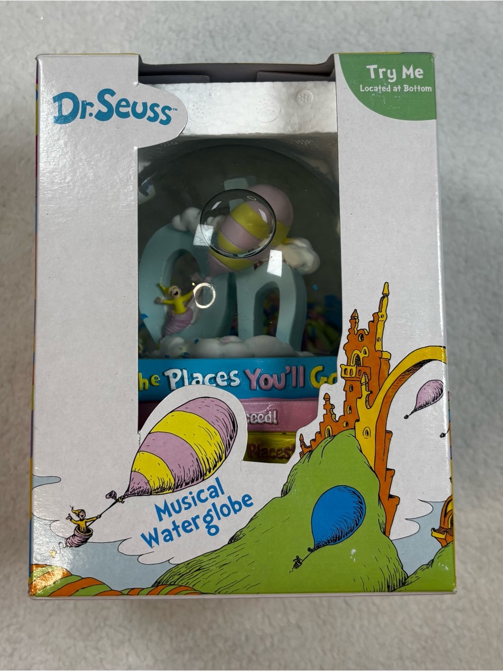 Dr. Seuss Oh The Places You'll Go! Musical Waterglobe with Lights Music New